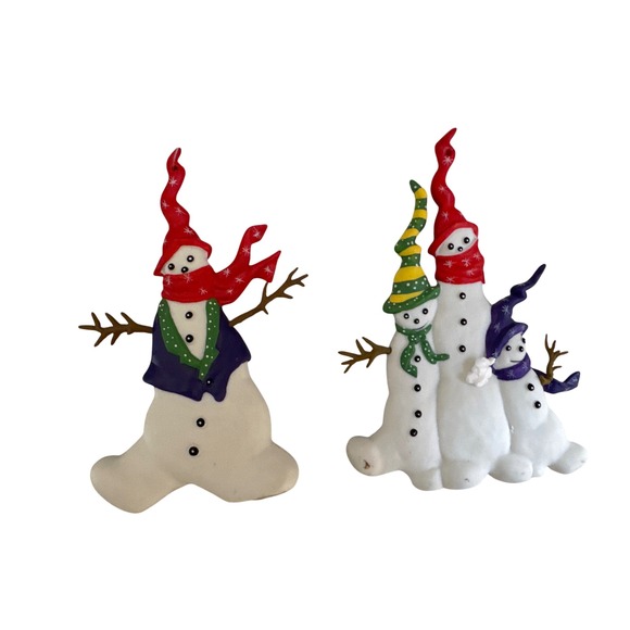 Department 56 Other - Dept 56 Vintage Snowman Christmas Ornaments Set of 2 Hand Painted 1994 KB94